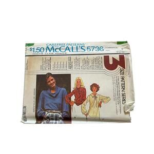 McCall's Pattern 5736 Blouses Pullover Long Sleeve Ties Sz 8-10-12 Uncut‎